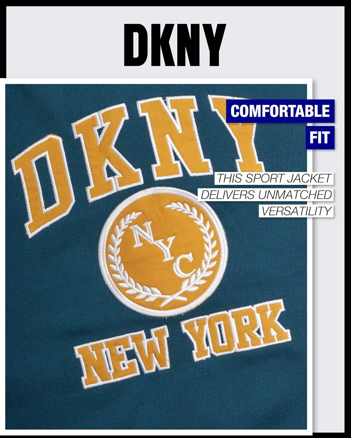 DKNY Boys Bomber Jacket - Stylish Letterman Fleece Baseball Varsity Jacket with Snap Front and Bold Sleeves (Sizes: 8-20)