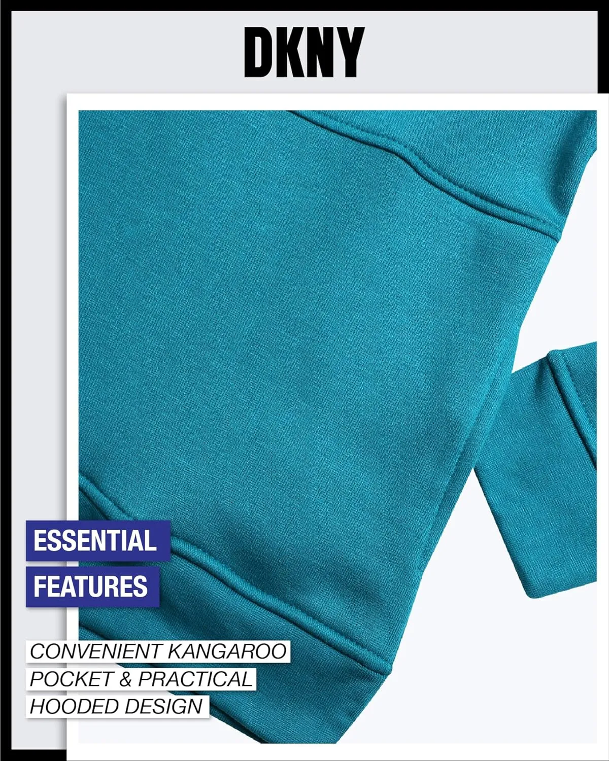 DKNY Boys' Pullover Hoodie - Soft Fleece Stylish Logo Graphic Hooded Sweatshirt with Kangaroo Pocket (Sizes: 8-20)