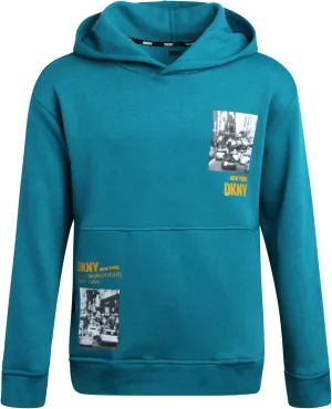 DKNY Boys' Pullover Hoodie - Soft Fleece Stylish Logo Graphic Hooded Sweatshirt with Kangaroo Pocket (Sizes: 8-20)