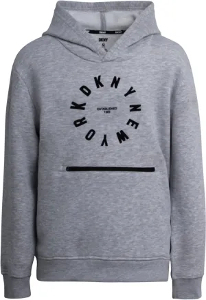 DKNY Boys' Pullover Hoodie - Soft Fleece Stylish Logo Graphic Hooded Sweatshirt with Kangaroo Pocket (Sizes: 8-20)