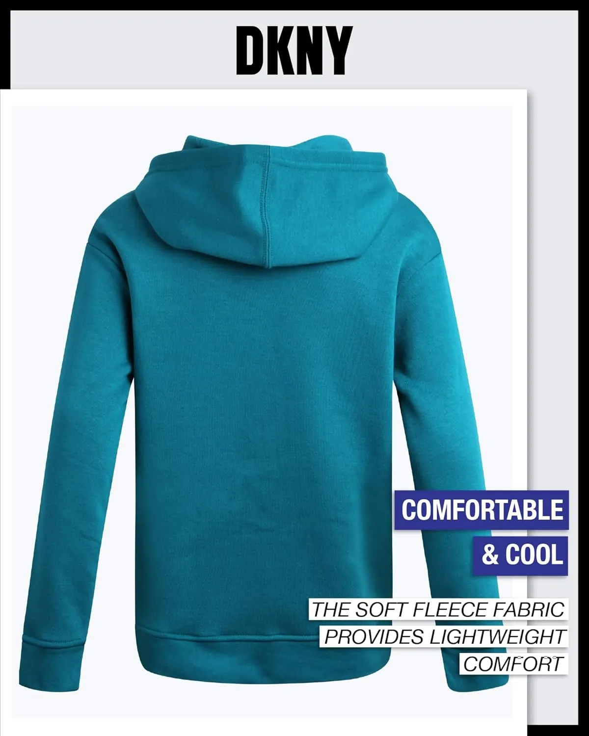 DKNY Boys' Pullover Hoodie - Soft Fleece Stylish Logo Graphic Hooded Sweatshirt with Kangaroo Pocket (Sizes: 8-20)