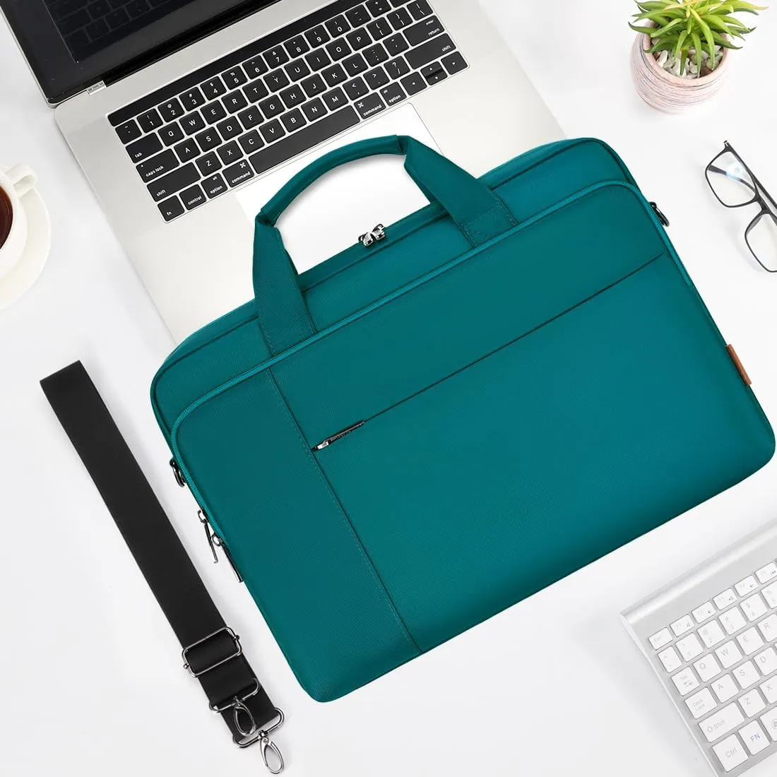 DOMISO 14 inch Laptop Bag Business Briefcase Water-resistant Notebook Messenger Shoulder Bag for 14" MacBook Pro/HP Stream 14 Chromebook 14/IdeaPad ThinkPad/ASUS ZenBook/Dell Inspiron,Turquoise