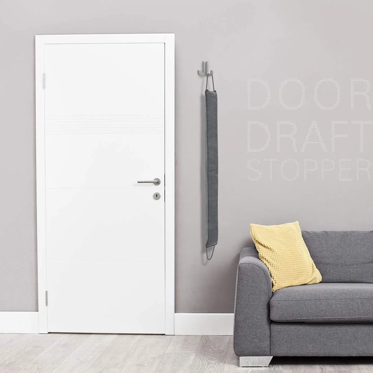 Door Draft Stopper, 32 Inch Weighted Under Door Noise Cold Air Blocker, Heavy Duty Sound Proof Draft Guard Gap Snake for Bottom of Doors and Windows, 2lbs (Gray)