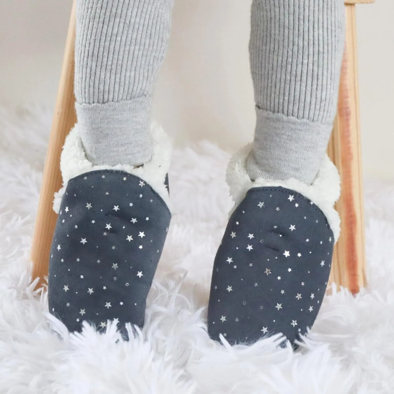 Dotty Fish Baby & Toddler Suede Slippers – Fleece Lined, Non-Slip Soft Sole Shoes – Warm Cozy Slippers for Boys & Girls – Ages 0-4