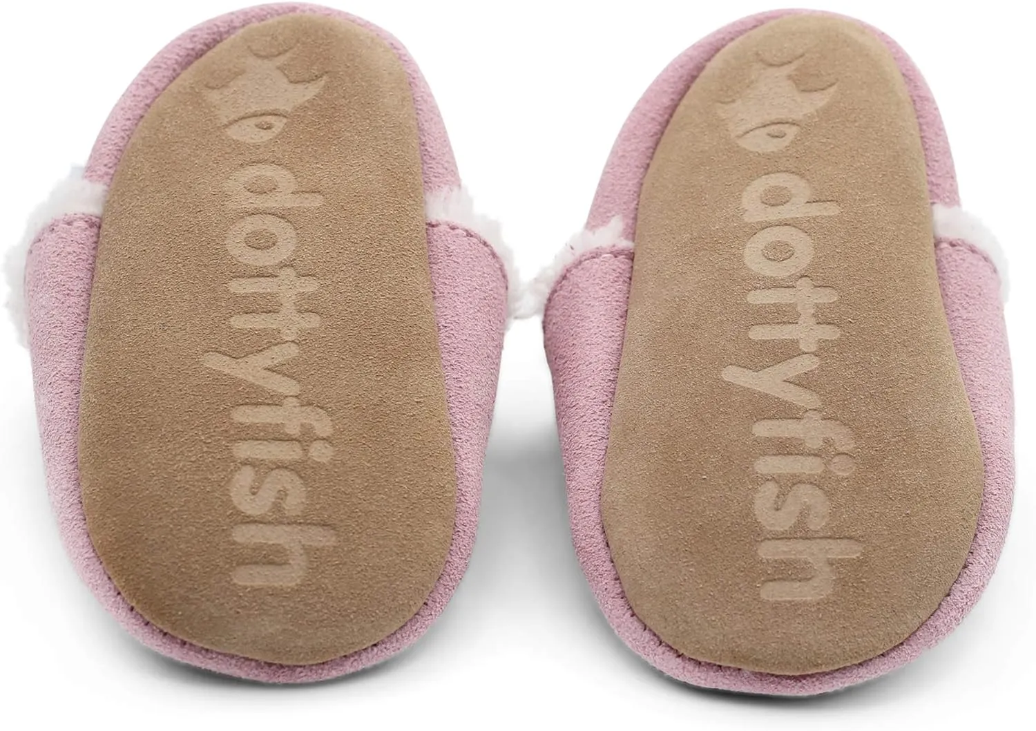 Dotty Fish Baby & Toddler Suede Slippers – Fleece Lined, Non-Slip Soft Sole Shoes – Warm Cozy Slippers for Boys & Girls – Ages 0-4
