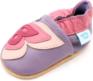 Dotty Fish Girls Infant and Toddler Shoes – Barefoot-Friendly, Non-Slip Suede Sole, Podiatrist Recommended, Breathable Baby-Safe Leather, British Brand – Fits 0–4 Years