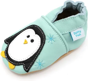 Dotty Fish Girls Infant and Toddler Shoes – Barefoot-Friendly, Non-Slip Suede Sole, Podiatrist Recommended, Breathable Baby-Safe Leather, British Brand – Fits 0–4 Years