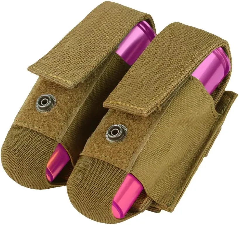 Double 40mm Tactical MOLLE PALS Grenade Pouch Holster Case Shell Pouch-Coyote
