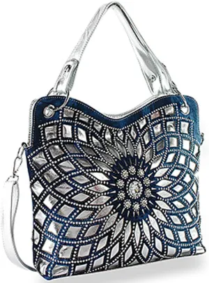Double Handles Large Star Flower Bling Purse