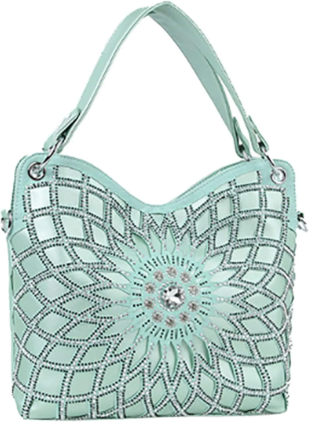 Double Handles Large Star Flower Bling Purse