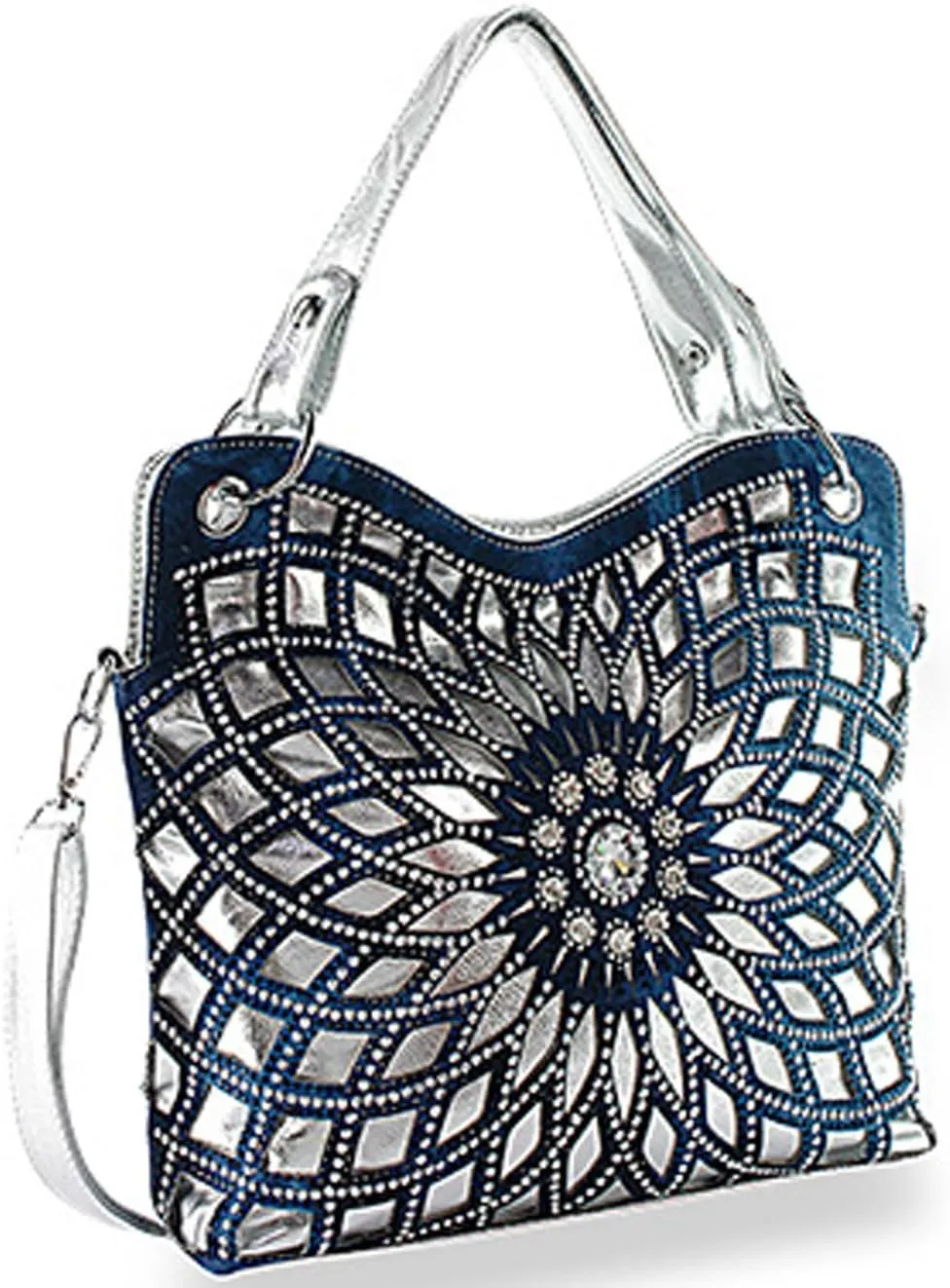 Double Handles Large Star Flower Bling Purse