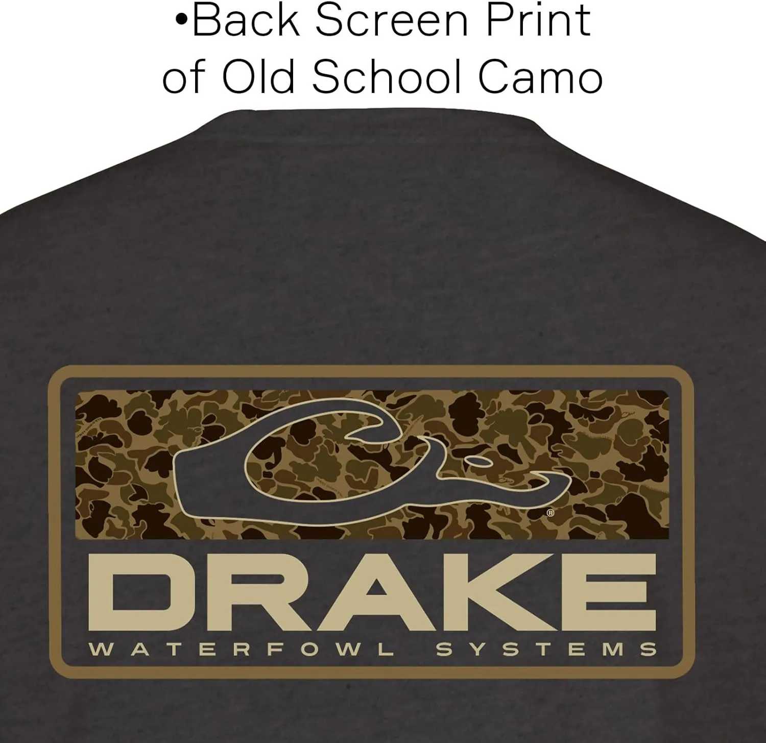 Drake Waterfowl Men's Old School Bar T-Shirt | Casual Lightweight Cotton Blend Tee with Back Logo Print & Front Chest Pocket