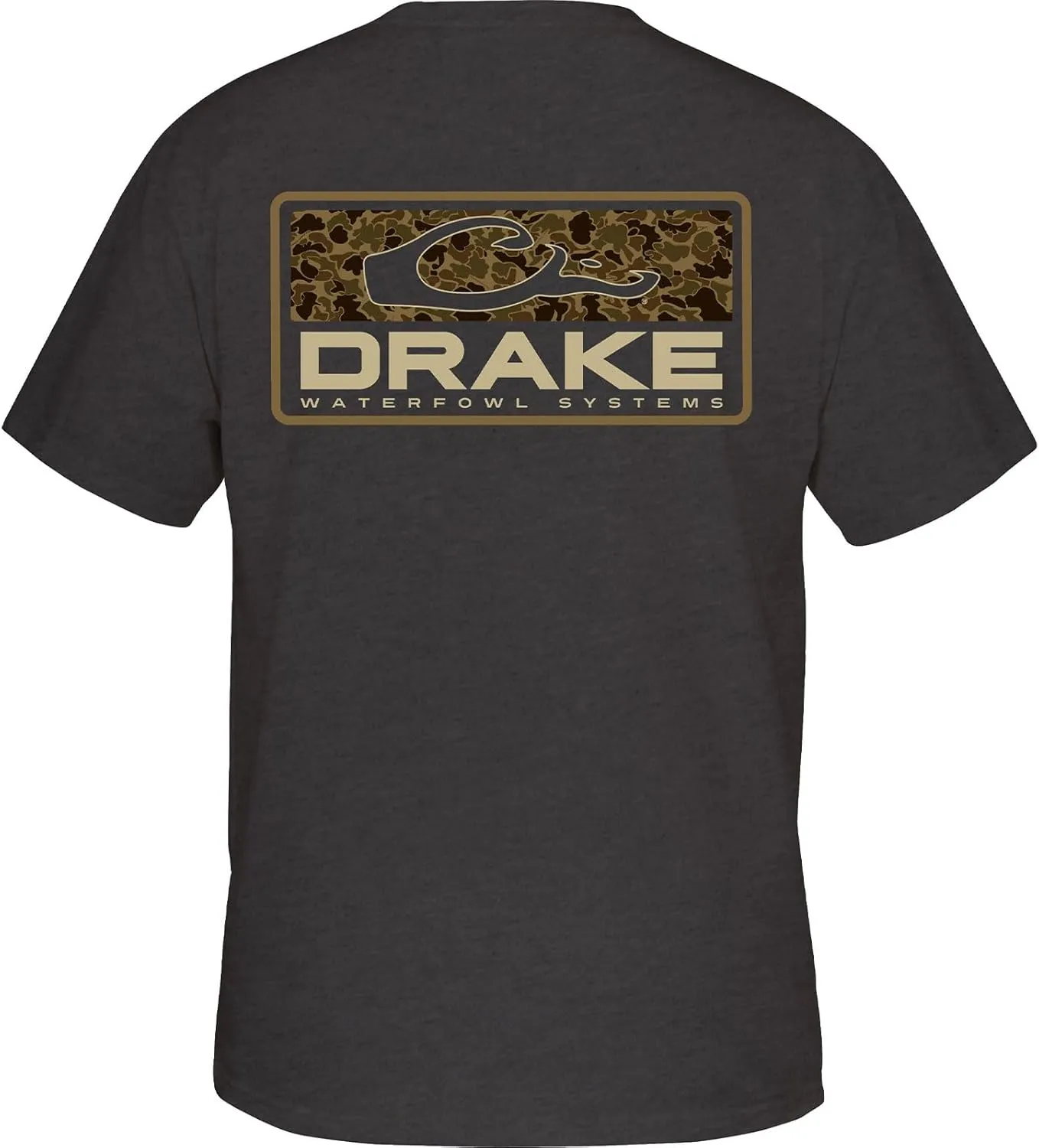 Drake Waterfowl Men's Old School Bar T-Shirt | Casual Lightweight Cotton Blend Tee with Back Logo Print & Front Chest Pocket