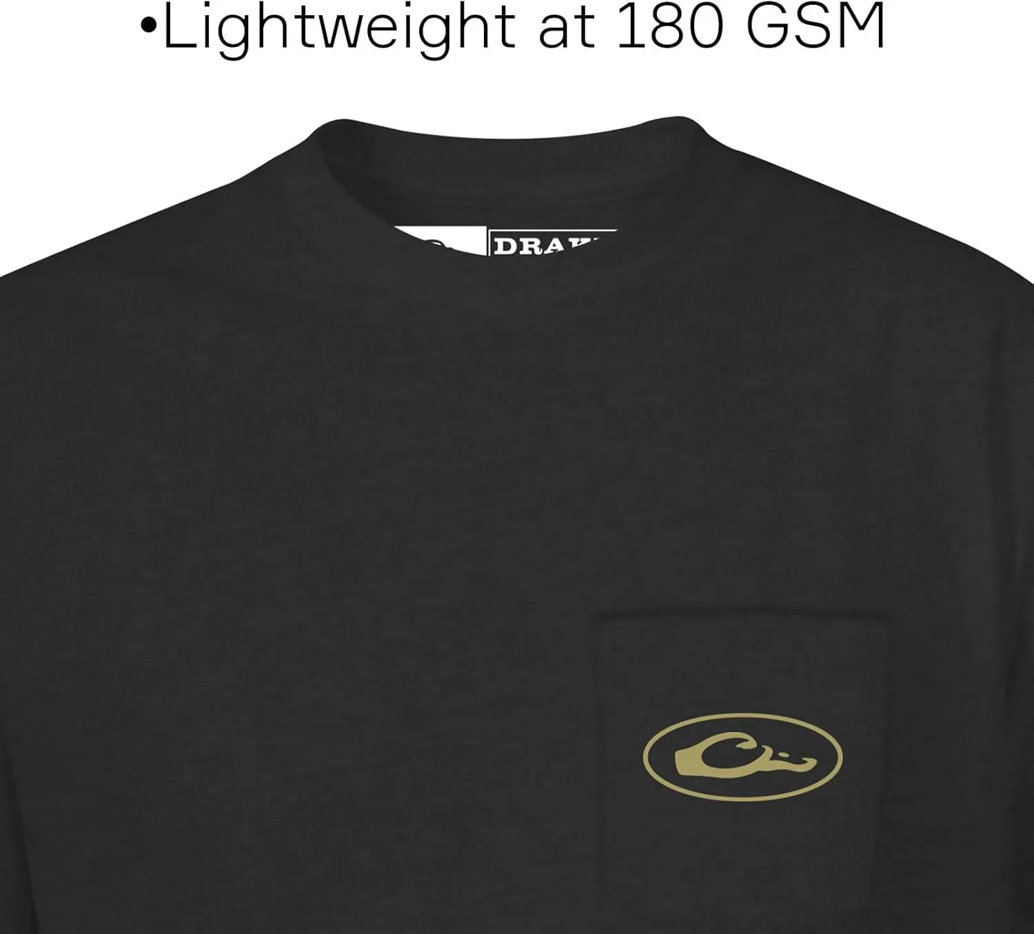 Drake Waterfowl Men's Old School Bar T-Shirt | Casual Lightweight Cotton Blend Tee with Back Logo Print & Front Chest Pocket