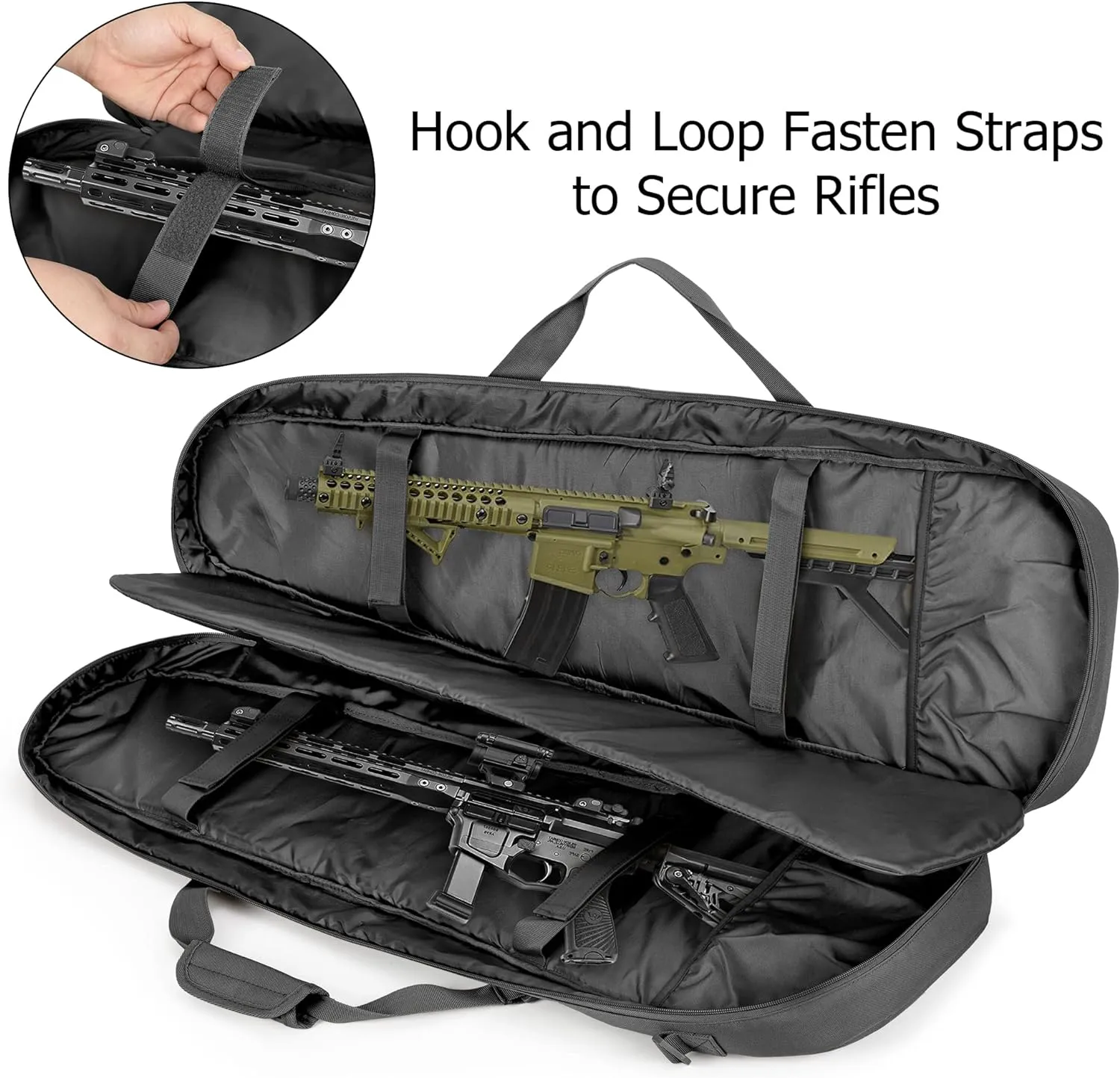 DSLEAF Long Soft Rifle Case for 36” Rifles, Tactical Double Rifle Backpack & Padded Rifle Bag for Hunting and Shooting