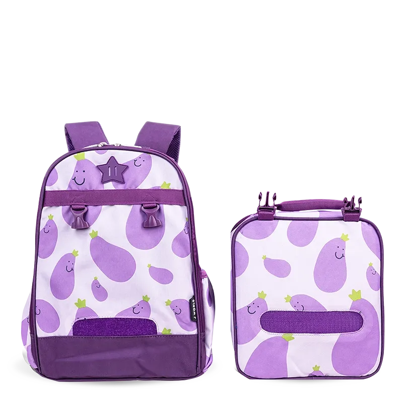 Duet Kids Backpack & Detachable Lunch Box Set in Mr Eggplant