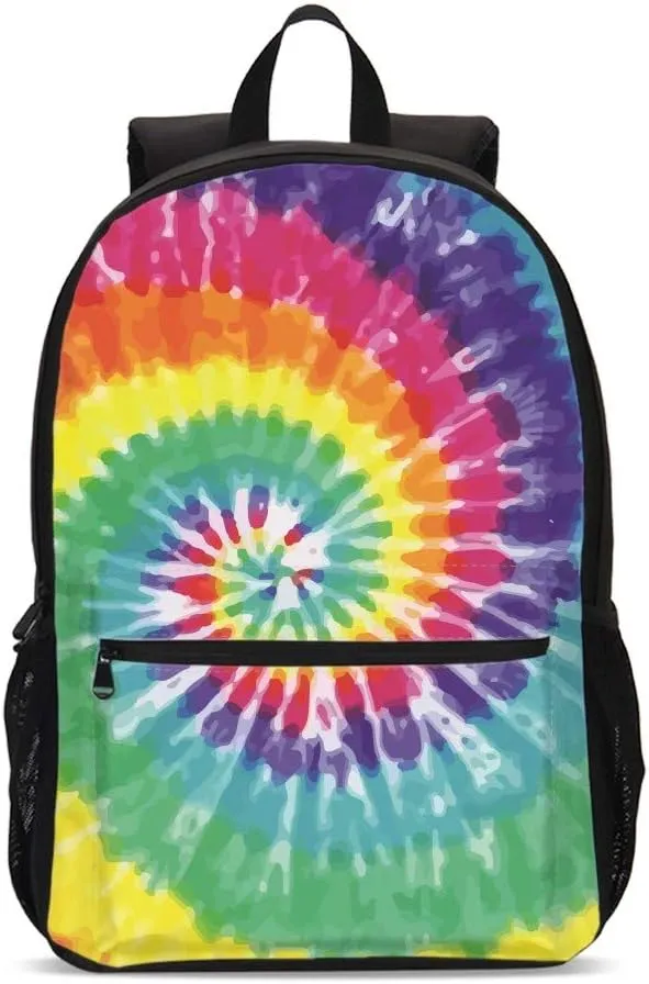 DuJiea Tie Dye Rainbow Kids Backpack Set 3 Piece Student Back To School Book Bag with Shouder Bag Pencil Case for Boys Girls 1-6th Grade