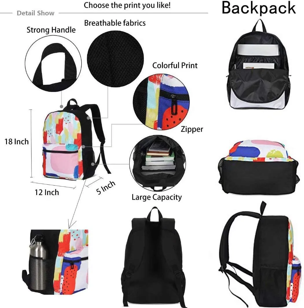DuJiea Tie Dye Rainbow Kids Backpack Set 3 Piece Student Back To School Book Bag with Shouder Bag Pencil Case for Boys Girls 1-6th Grade