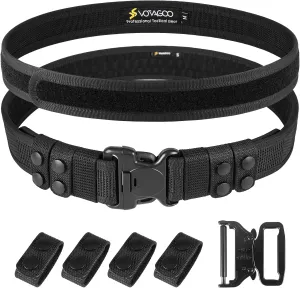 Duty Belt 2'' Police Belts with Hook Lining, Nylon Tactical Belt for Law Enforcement Officers with 4 Belt Keeper
