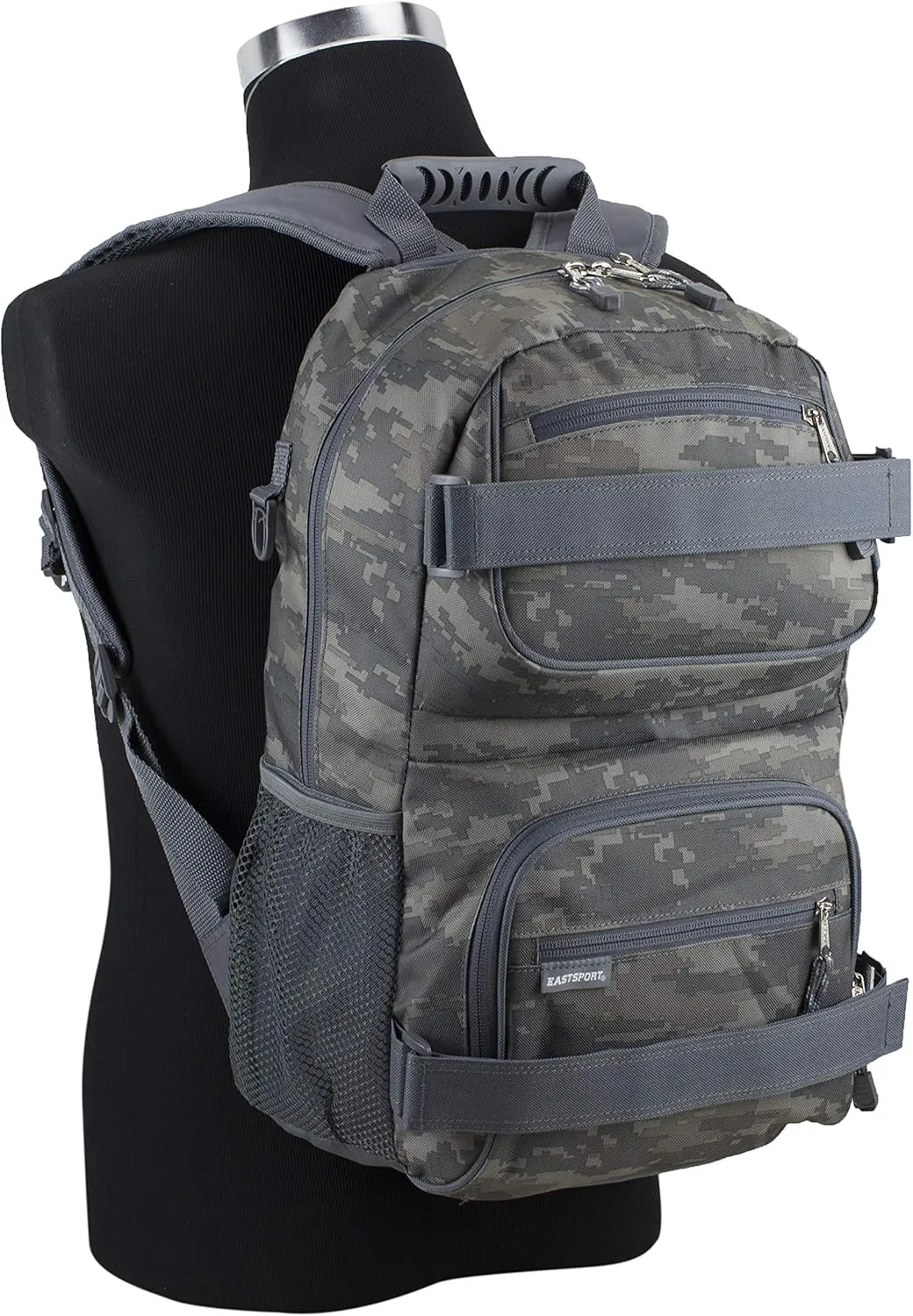 Eastsport Travel Skateboard Backpack Double Strap Laptop Bag Multi-Sport Design for Men and Women, Static Camo