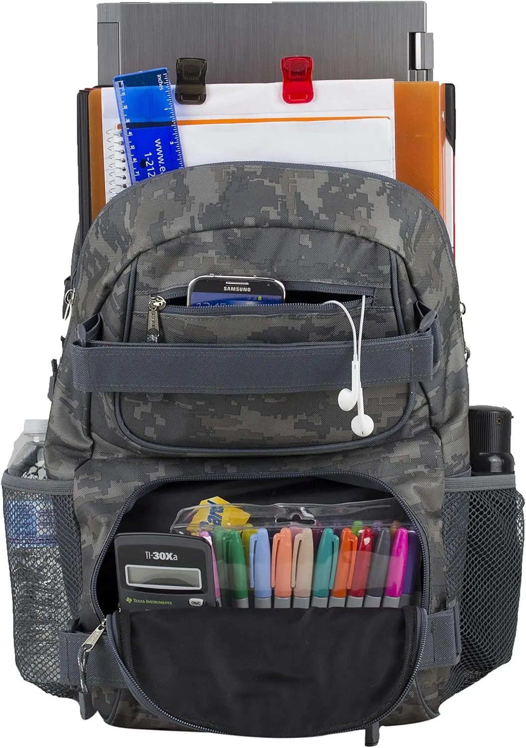 Eastsport Travel Skateboard Backpack Double Strap Laptop Bag Multi-Sport Design for Men and Women, Static Camo