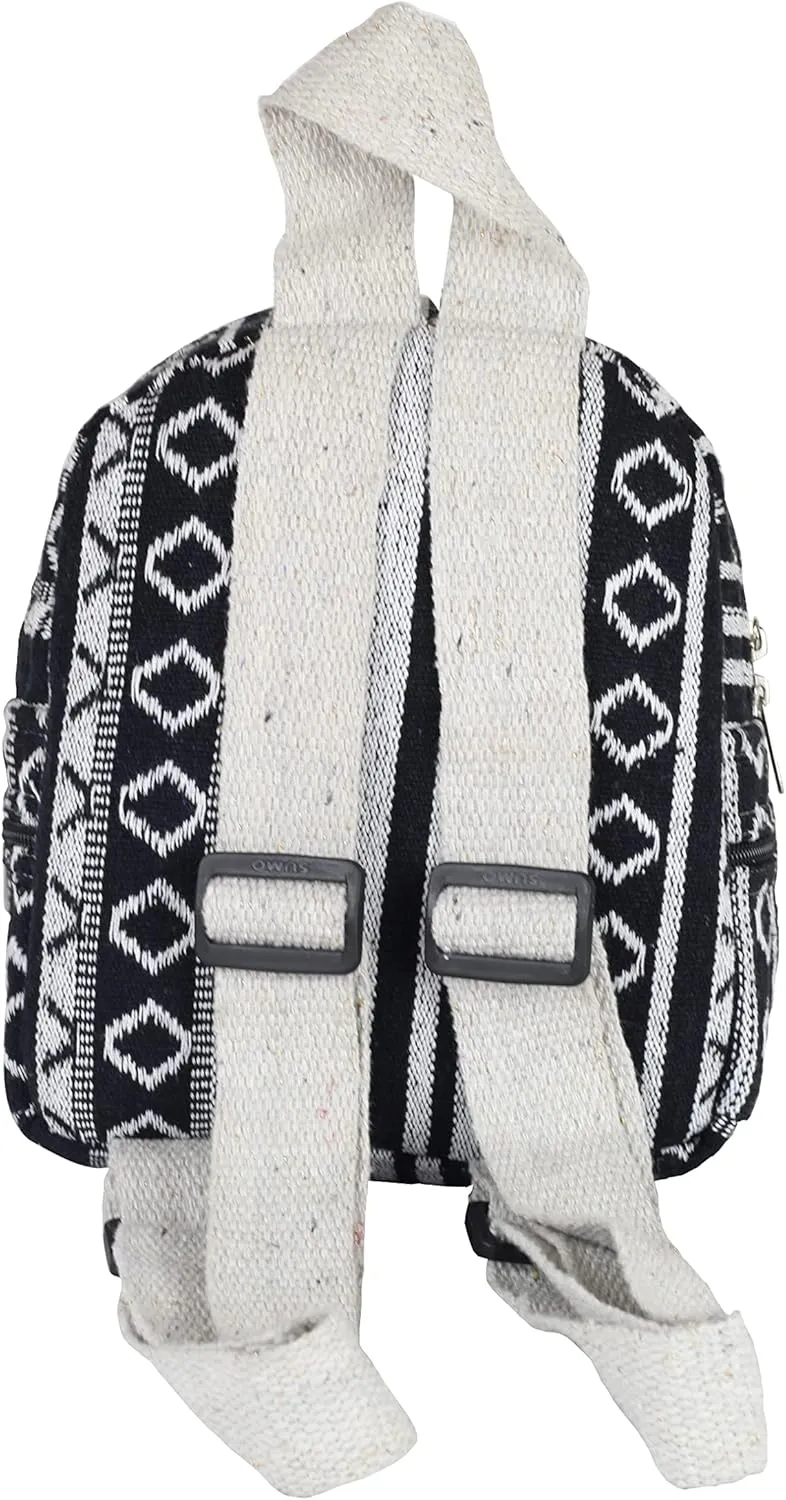 Eco Friendly Set Of Hemp Mini Backpack   Coin Purse Cute Light Weight Hemp Bag For women Girl (Black and White)