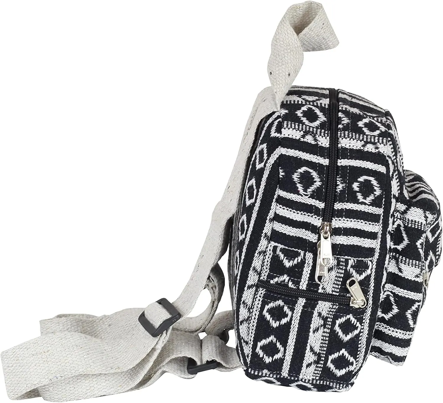 Eco Friendly Set Of Hemp Mini Backpack   Coin Purse Cute Light Weight Hemp Bag For women Girl (Black and White)