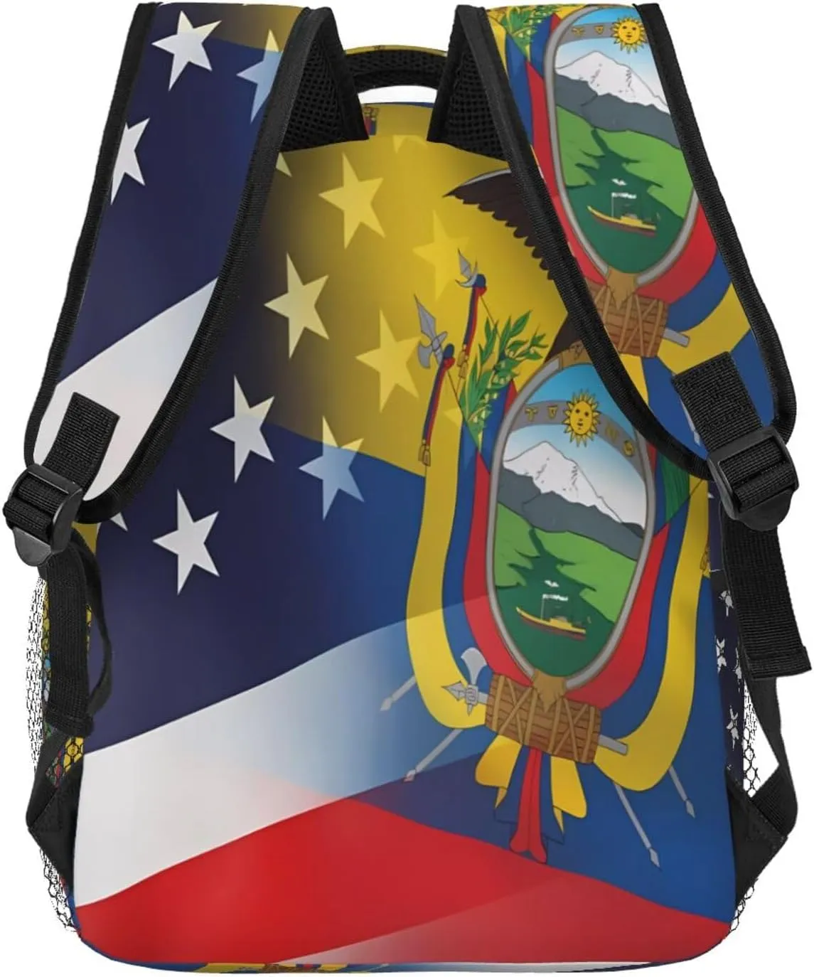 Ecuador American Flag Backpack Casual Laptop Backpack Double Shoulder Bag Lightweight Backpack For Women Men Travel