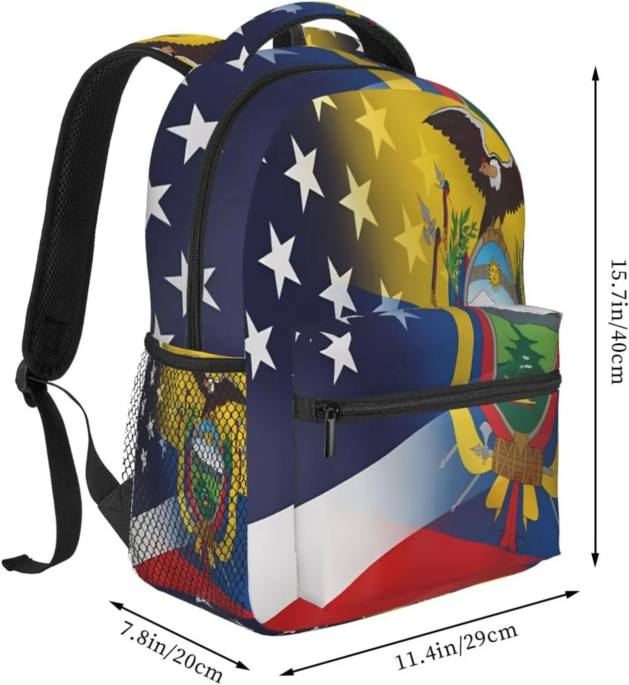 Ecuador American Flag Backpack Casual Laptop Backpack Double Shoulder Bag Lightweight Backpack For Women Men Travel