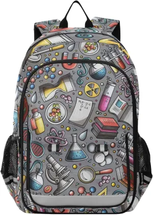 Educational Science Cartoon Cute Backpack School Bag Lightweight Laptop Backpack Student Travel Daypack with Reflective Stripes