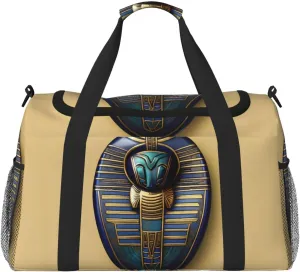 Egyptian Scarabs Travel Duffel Bag With Zippers And Handles, Big Foldable Duffle Bag For Family Vacations