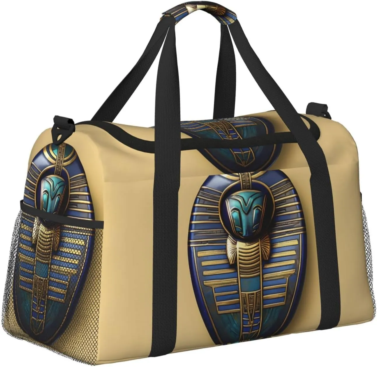Egyptian Scarabs Travel Duffel Bag With Zippers And Handles, Big Foldable Duffle Bag For Family Vacations