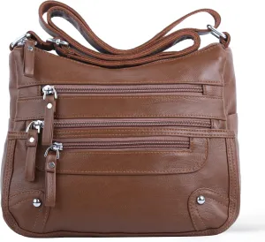 ELDA 10 Pockets Crossbody Purses for Women Medium Pocketbooks Lightweight Ladies Satchel Bag Multi Pocket Shoulder Handbag