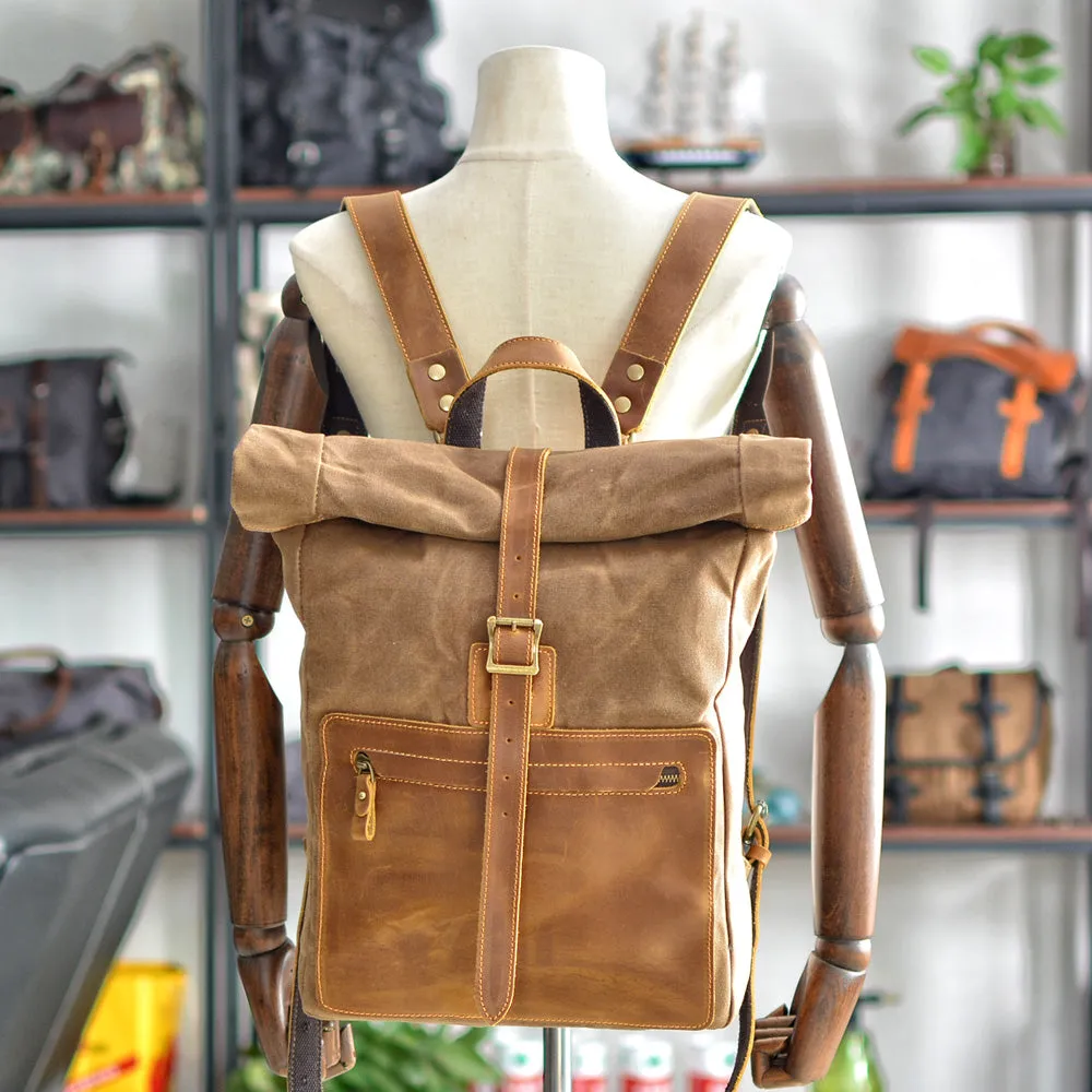 Elegant Waxed Canvas Rucksack for Commuting and Exploration