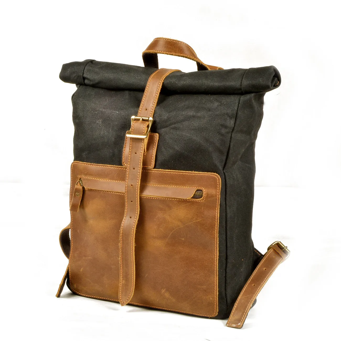 Elegant Waxed Canvas Rucksack for Commuting and Exploration