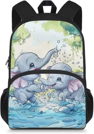 Elephant Backpack Cute School Backpacks for Girls 10-12 Years Old Kids School Bags with Zipper Pocket & Adjustable Strap 15 Inch Elementary School Book Bags Back to School