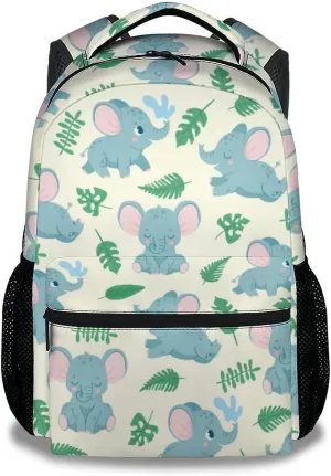 Elephant Backpacks for Girls, Boys - 16 Inch Cute Backpack for School - Green, Large Capacity, Durable, Lightweight Bookbag for Kids Travel