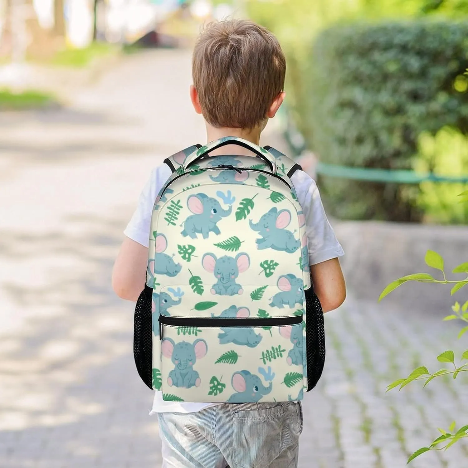 Elephant Backpacks for Girls, Boys - 16 Inch Cute Backpack for School - Green, Large Capacity, Durable, Lightweight Bookbag for Kids Travel