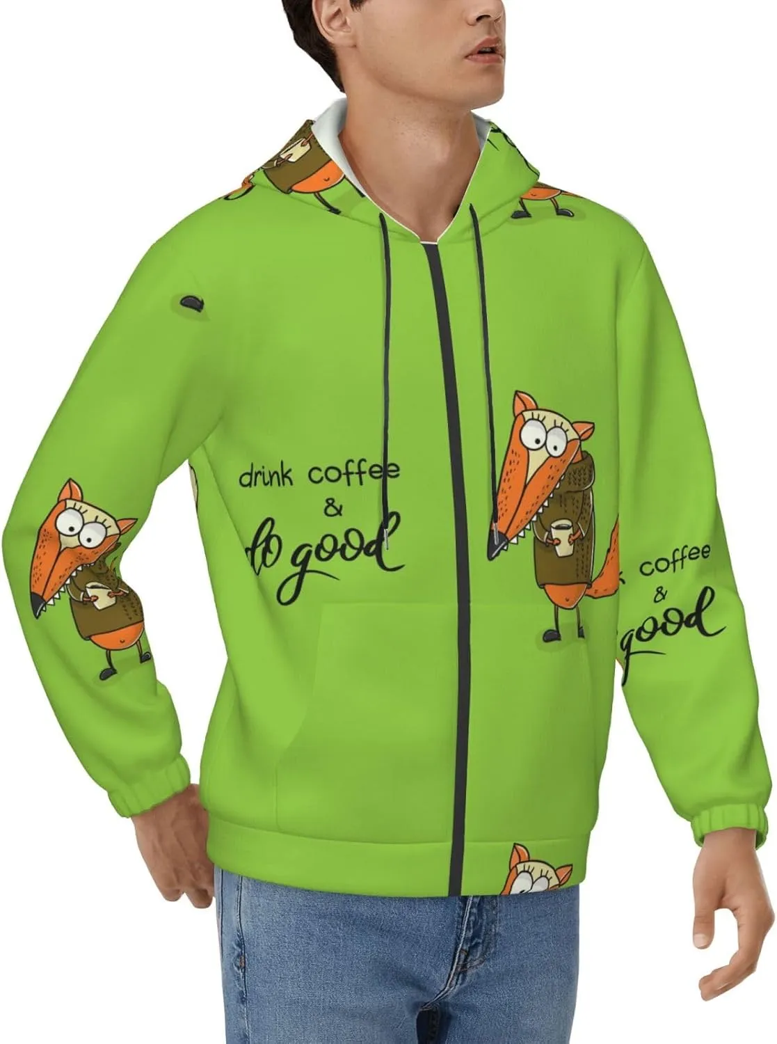 Elephant Giraffe Mens Hooded Pullover Zipper Hoodeds Sweatshirts with Pocket