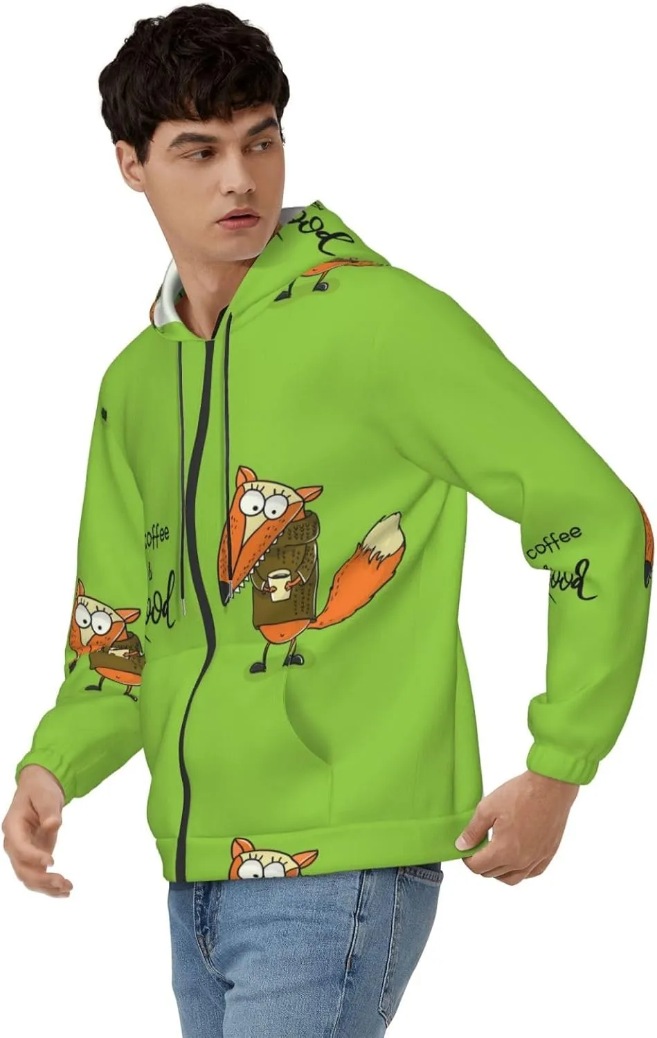 Elephant Giraffe Mens Hooded Pullover Zipper Hoodeds Sweatshirts with Pocket