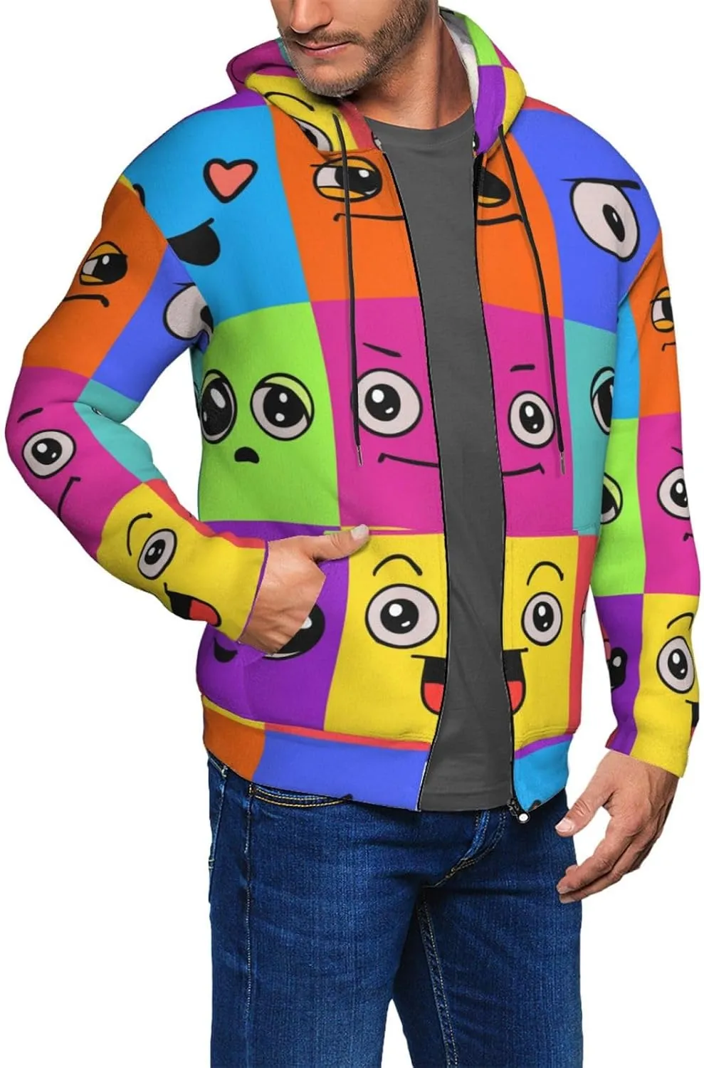 Elephant Giraffe Mens Hooded Pullover Zipper Hoodeds Sweatshirts with Pocket