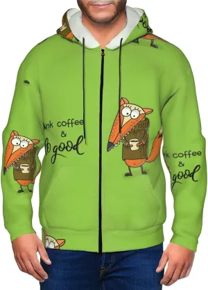 Elephant Giraffe Mens Hooded Pullover Zipper Hoodeds Sweatshirts with Pocket