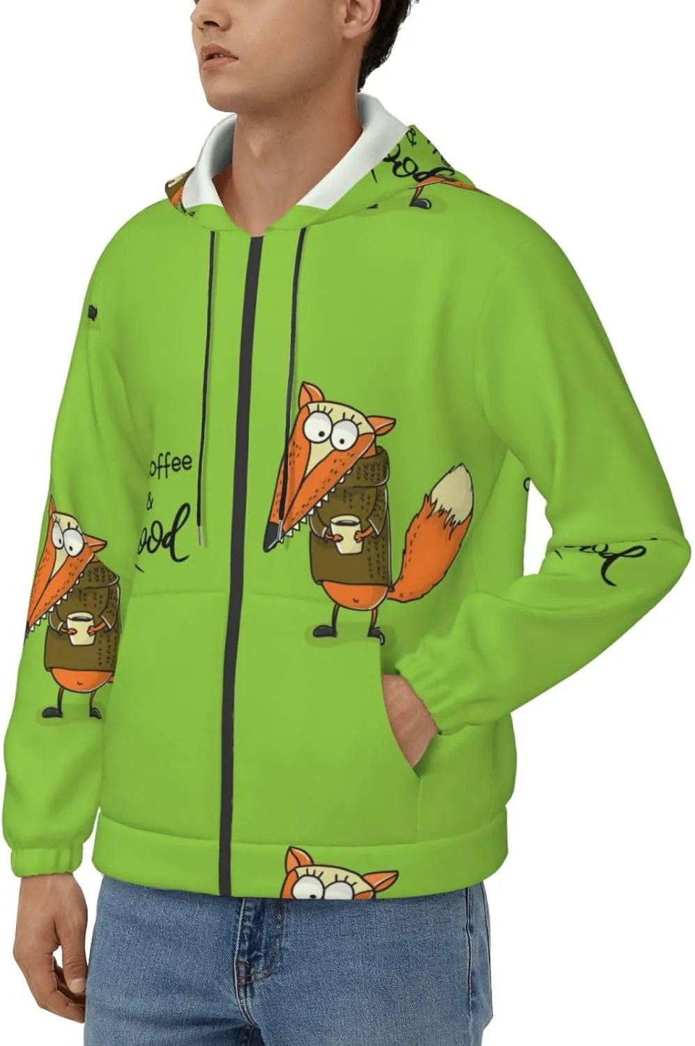 Elephant Giraffe Mens Hooded Pullover Zipper Hoodeds Sweatshirts with Pocket
