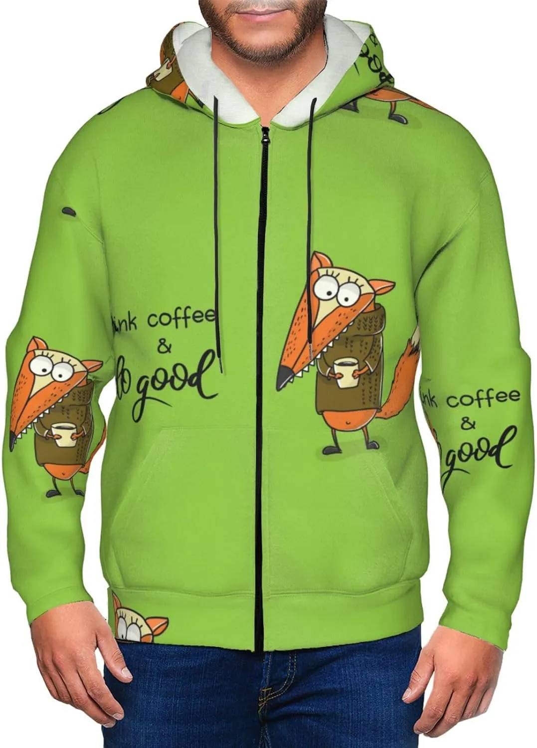 Elephant Giraffe Mens Hooded Pullover Zipper Hoodeds Sweatshirts with Pocket