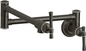 Elkay Explore LKEC2091AS Single Hole Wall Mount Pot Filler Kitchen Faucet with Lever Handles, Antique Steel