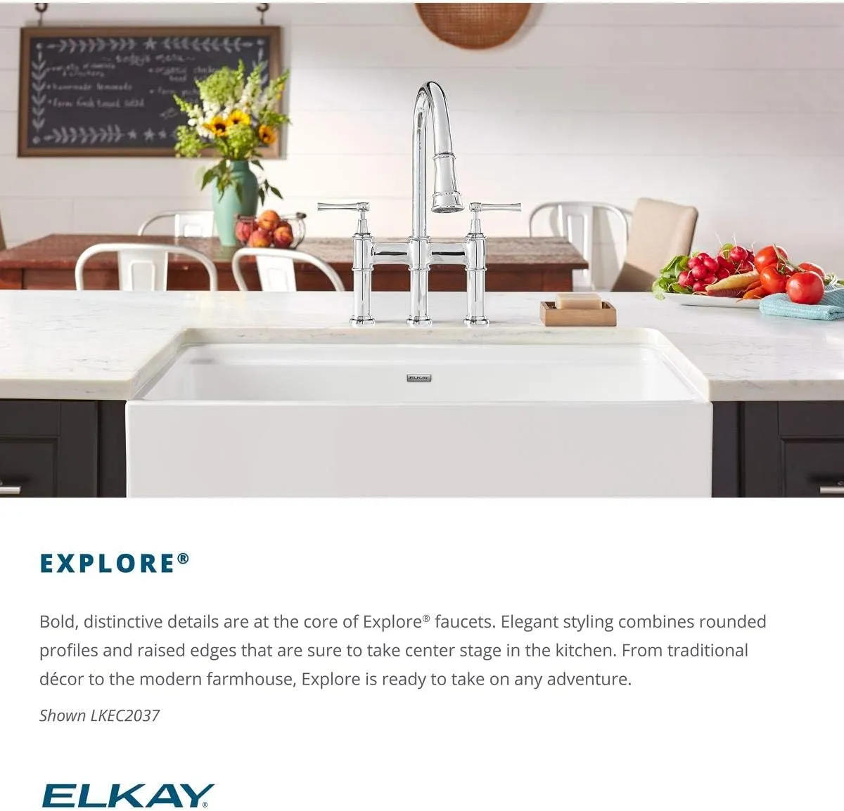 Elkay Explore LKEC2091LS Single Hole Wall Mount Pot Filler Kitchen Faucet with Lever Handles, Lustrous Steel