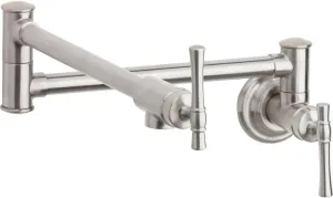 Elkay Explore LKEC2091LS Single Hole Wall Mount Pot Filler Kitchen Faucet with Lever Handles, Lustrous Steel