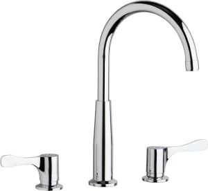Elkay LKD232SBH5C Chrome Concealed Deck Mount Faucet with Gooseneck Spout and 4" Lever Handles   Stop