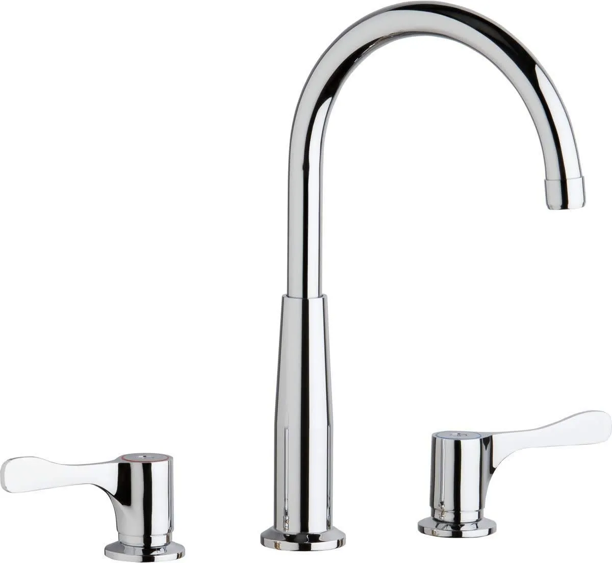 Elkay LKD232SBH5C Chrome Concealed Deck Mount Faucet with Gooseneck Spout and 4" Lever Handles   Stop