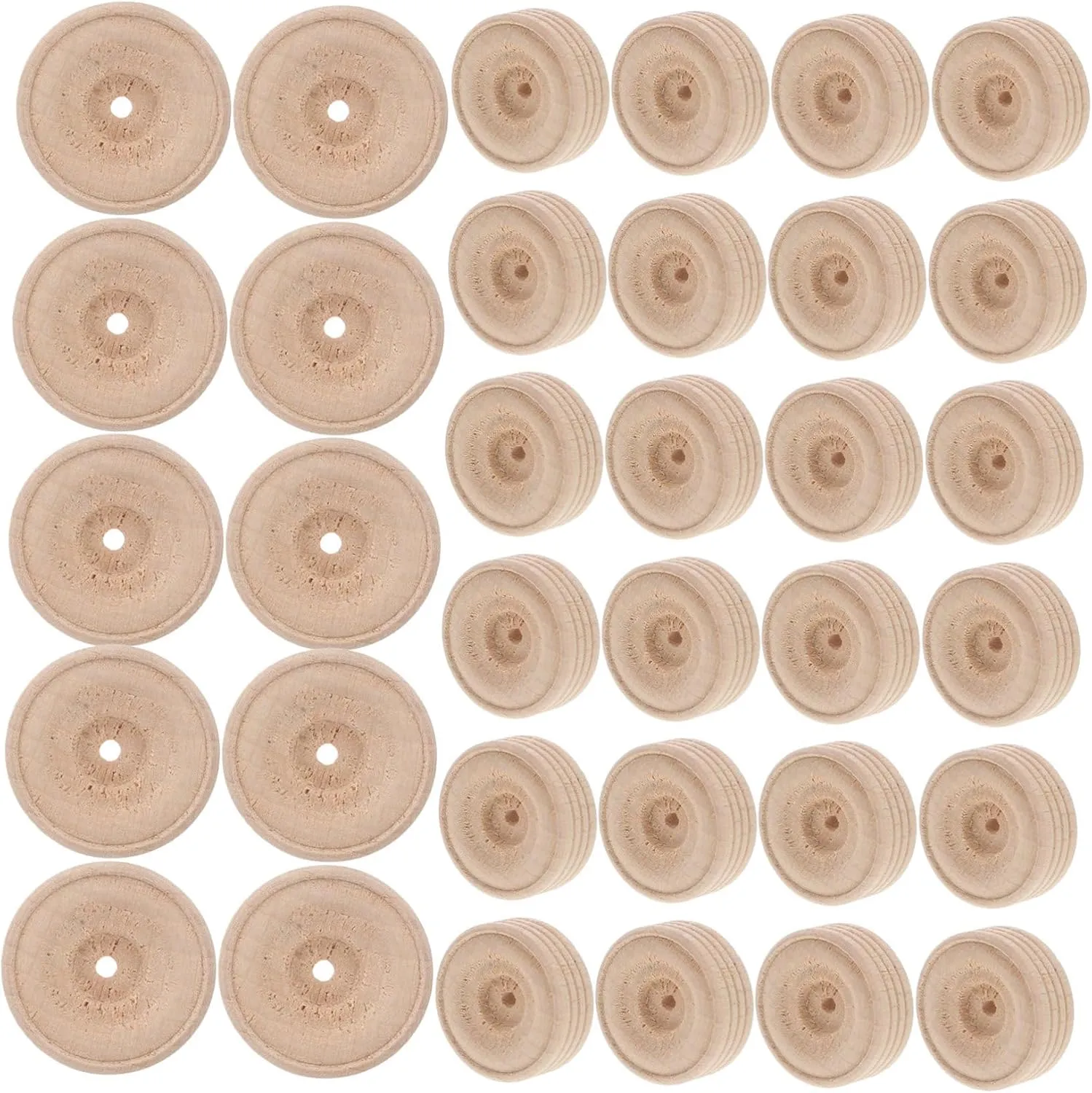 Engineer Car Wheels 30mm Small Wooden Wheels DIY Wooden Craft for Kids Unpainted
